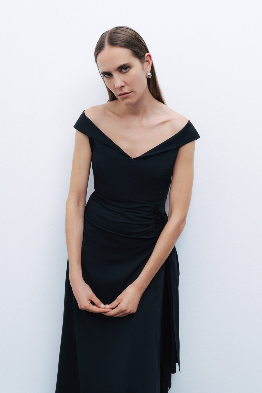 Black Tie Detail Midi Dress