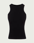 Swim Neck Ribbed Tank- Black