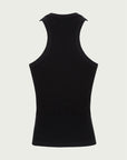 Swim Neck Ribbed Tank- Black