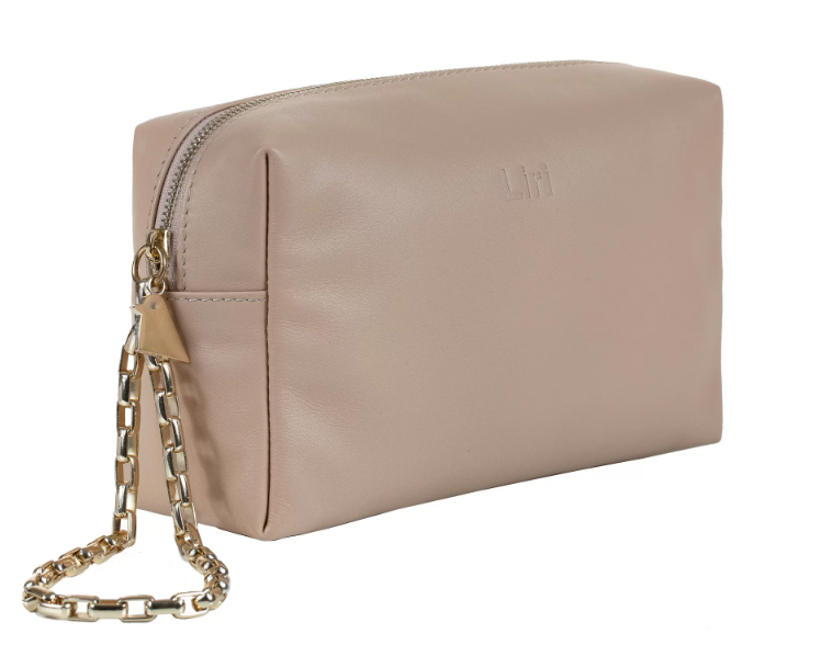 Pouter Beige Leather Make Up Bag | Porterist