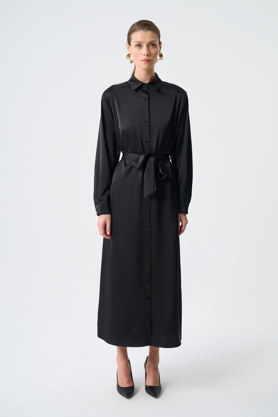 Mizalle Ellips Patterned Shirt Dress Apparel Black
