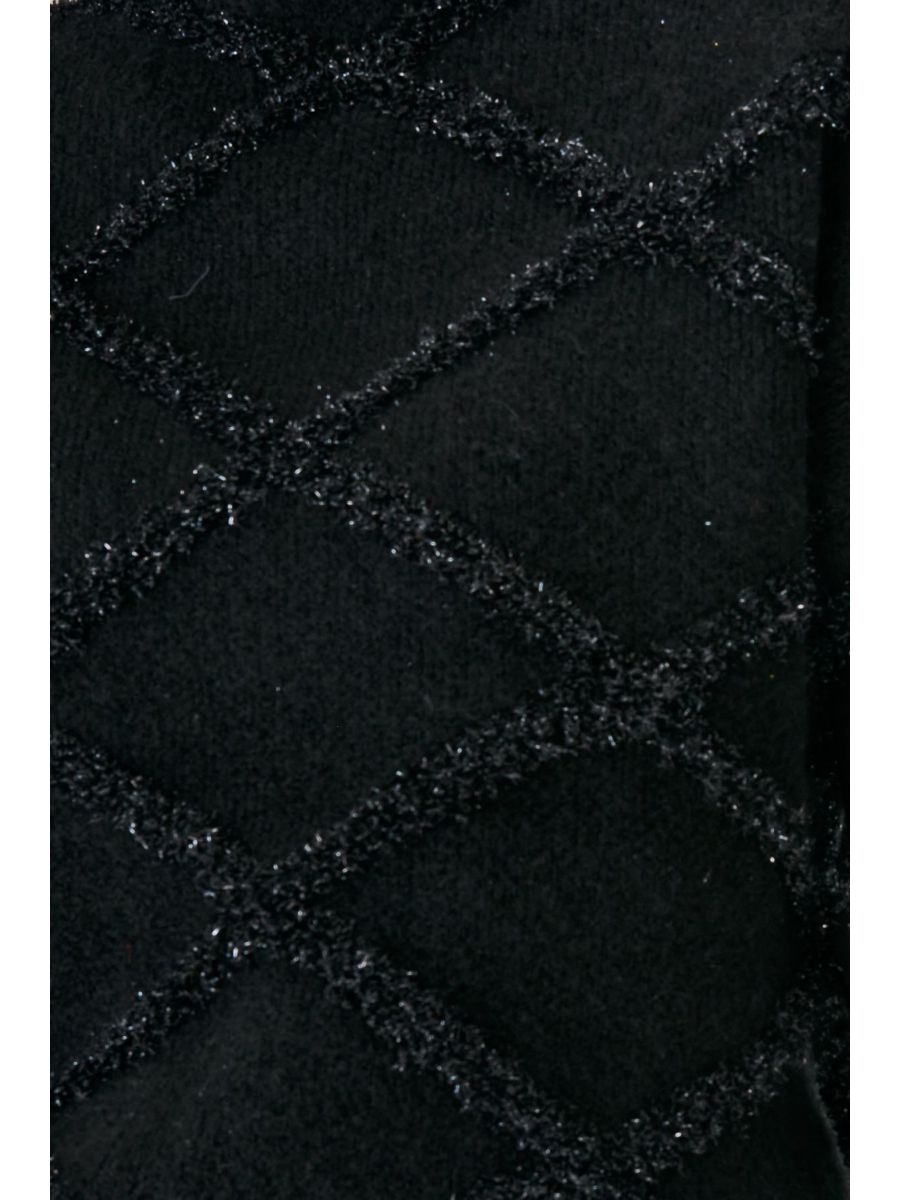 Glittery Baklava Patterned Black Knitwear Sweater Fınal Item - Porterist 3