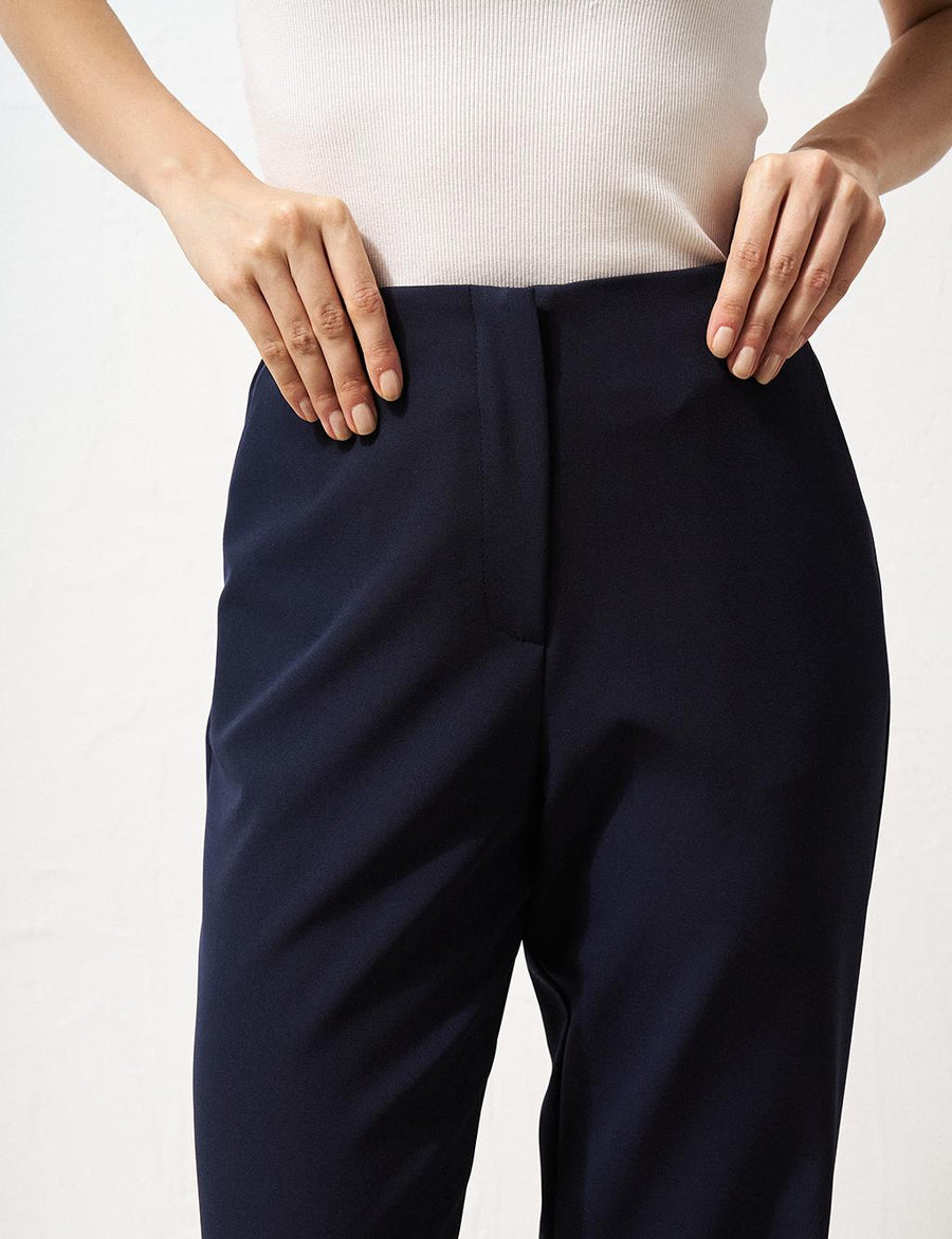 Basic Pants with Elastic Waist Navy