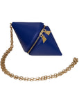 Mookee Navy Blue Color Chain Handle Leather Crossbody Bag