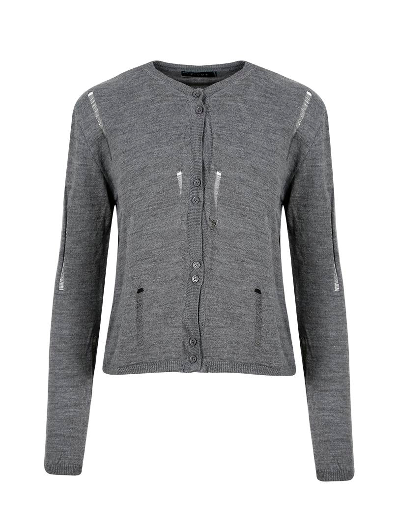 Ripped Detailed Knitwear Cardigan - Anthracite