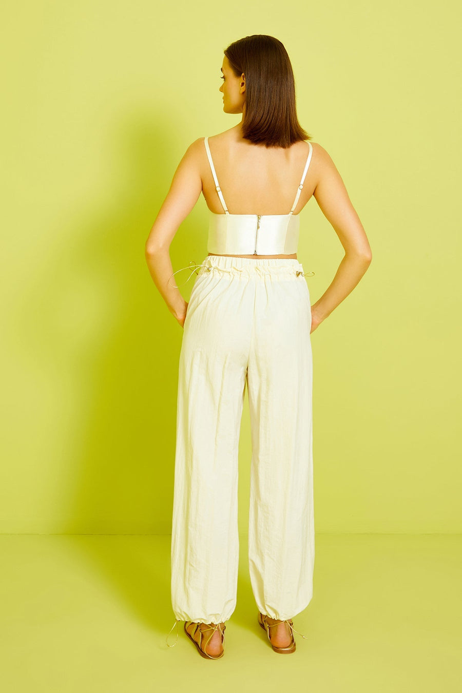 Ecru Trousers Drawstrings At The Waist And Trotters Myjp_ Fınal Item - Porterist 4