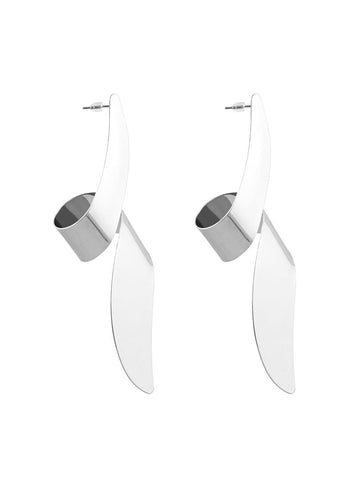 Curved Swing Earrings - Silver