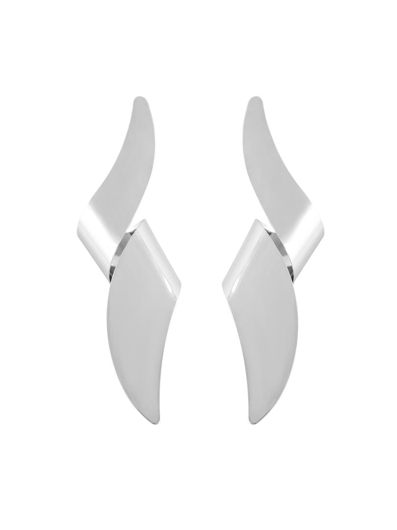 Curved Swing Earrings - Silver