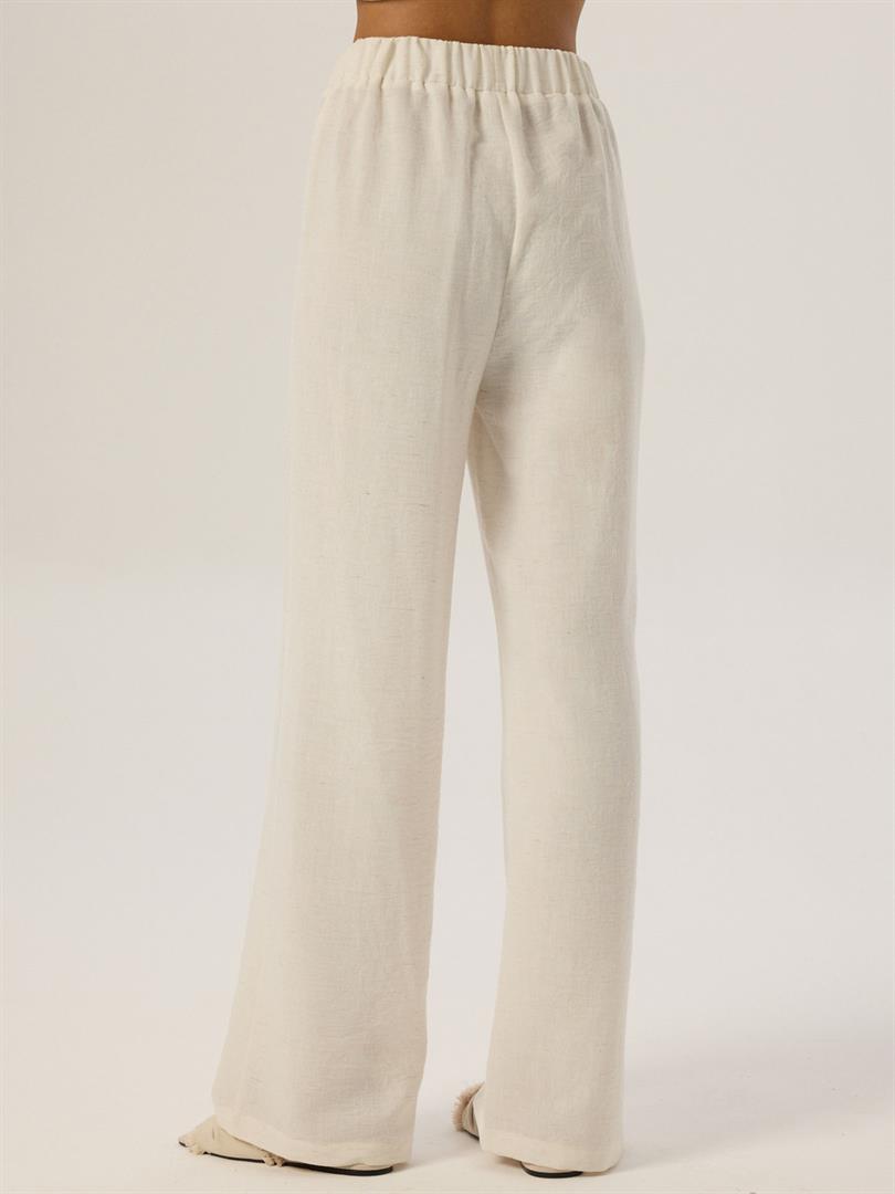 Elastic Waist Slippery Fit Trousers - White