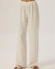 Elastic Waist Slippery Fit Trousers - White