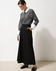 Elastic Waist Canvas Flared Skirt Black