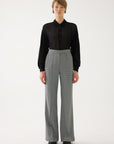 Black And Bone Patterned Trousers With Waist Detail