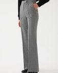 Black And Bone Patterned Trousers With Waist Detail