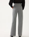 Black And Bone Patterned Trousers With Waist Detail