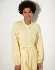 Ribbon Scalloped Crinkle Tunic Yellow