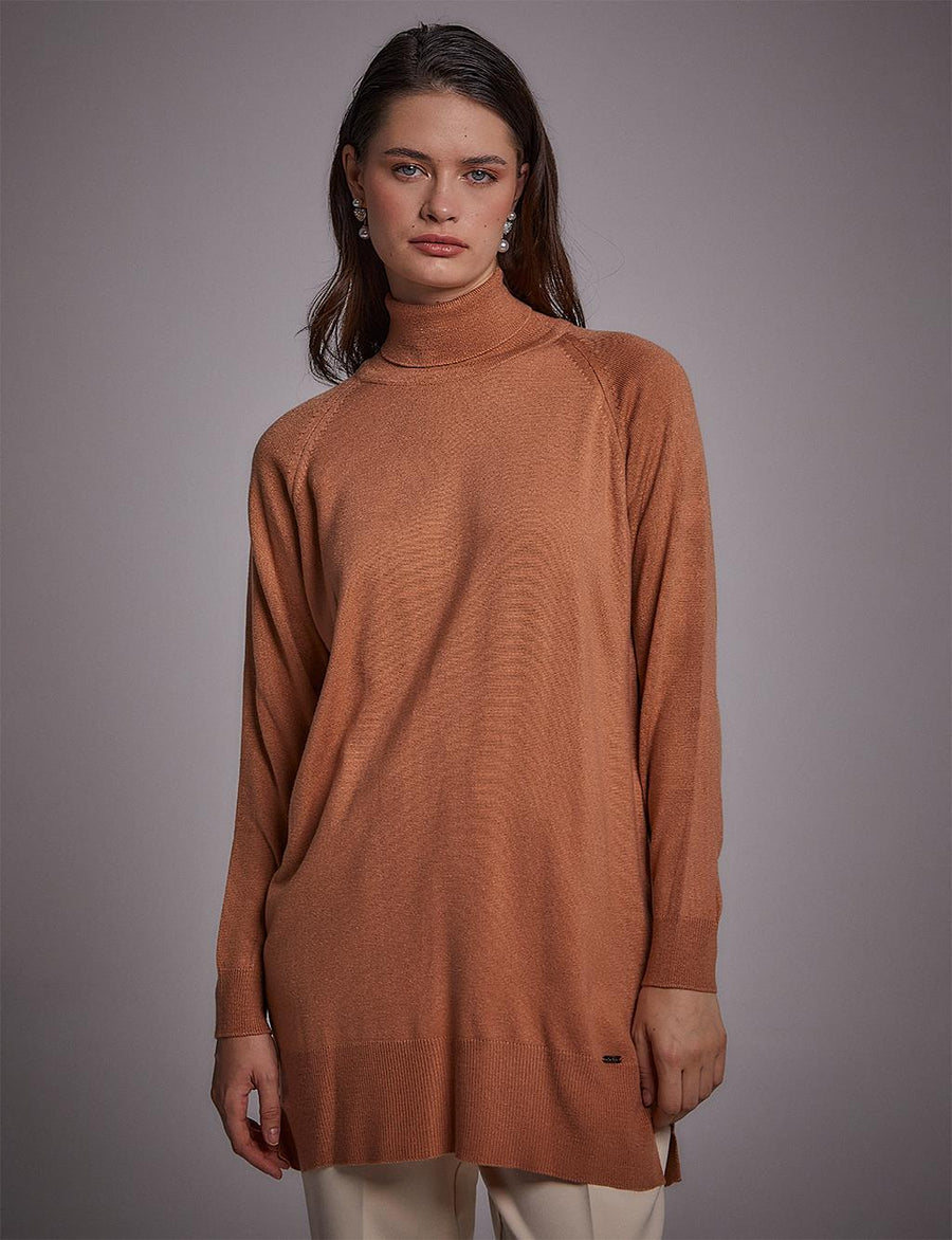 Turtleneck Knitwear Blouse Salmon