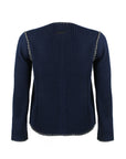 Navy Blue Cashmere Wool Giselle Round Neck Textured Cardigan