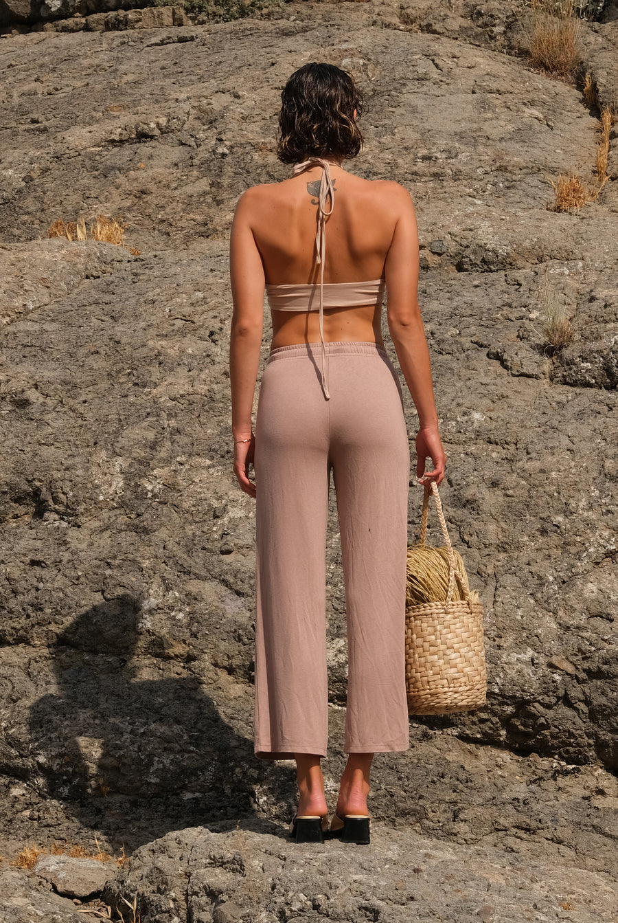 Nude Thin - strap Lace - up Top | Porterist