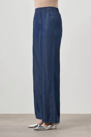 Mizalle Wide Leg Denim Pants Indigo Apparel Indigo