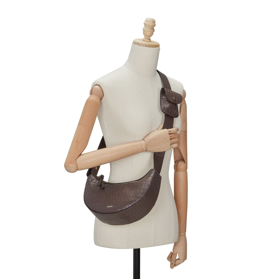 Oryany Rookie Croco Crossbody Medium Handbags Deep Brown 