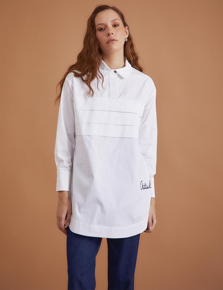 Embroidered Poplin Tunic White