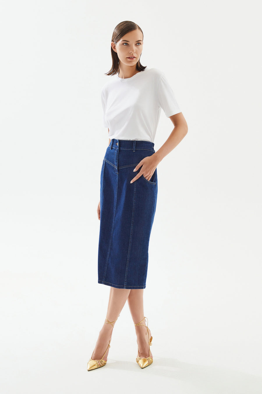 Navy Blue Denim Skirt | Porterist