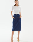 Navy Blue Denim Skirt | Porterist