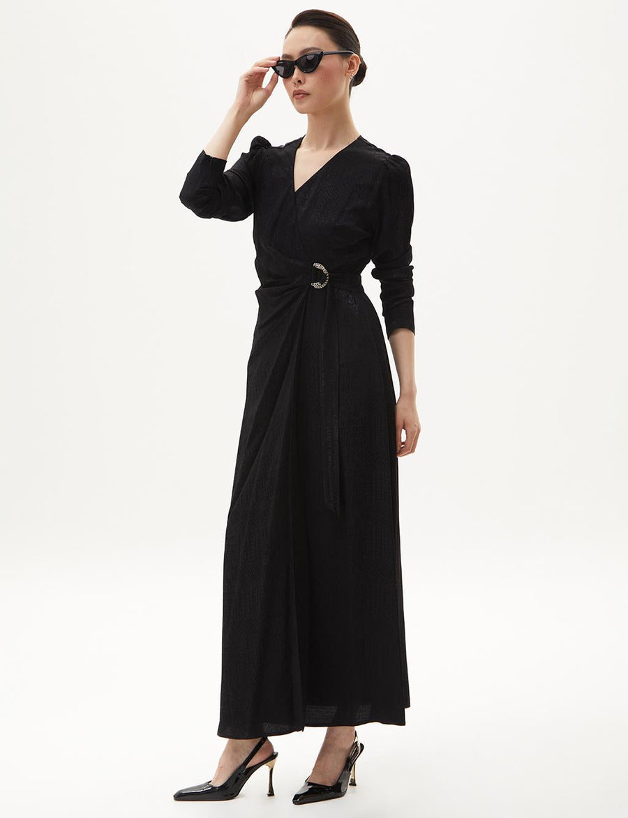 Metal Buckle Detailed Stylish Black Dress Fınal Item - Porterist 3
