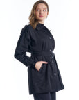 Epaulette Detailed Belt Accessory Trench Coat Black