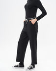 Elastic Waist Lace-up Trousers Black