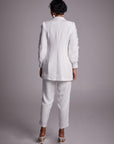 Double Suit with Embroidered Sleeves Ecru