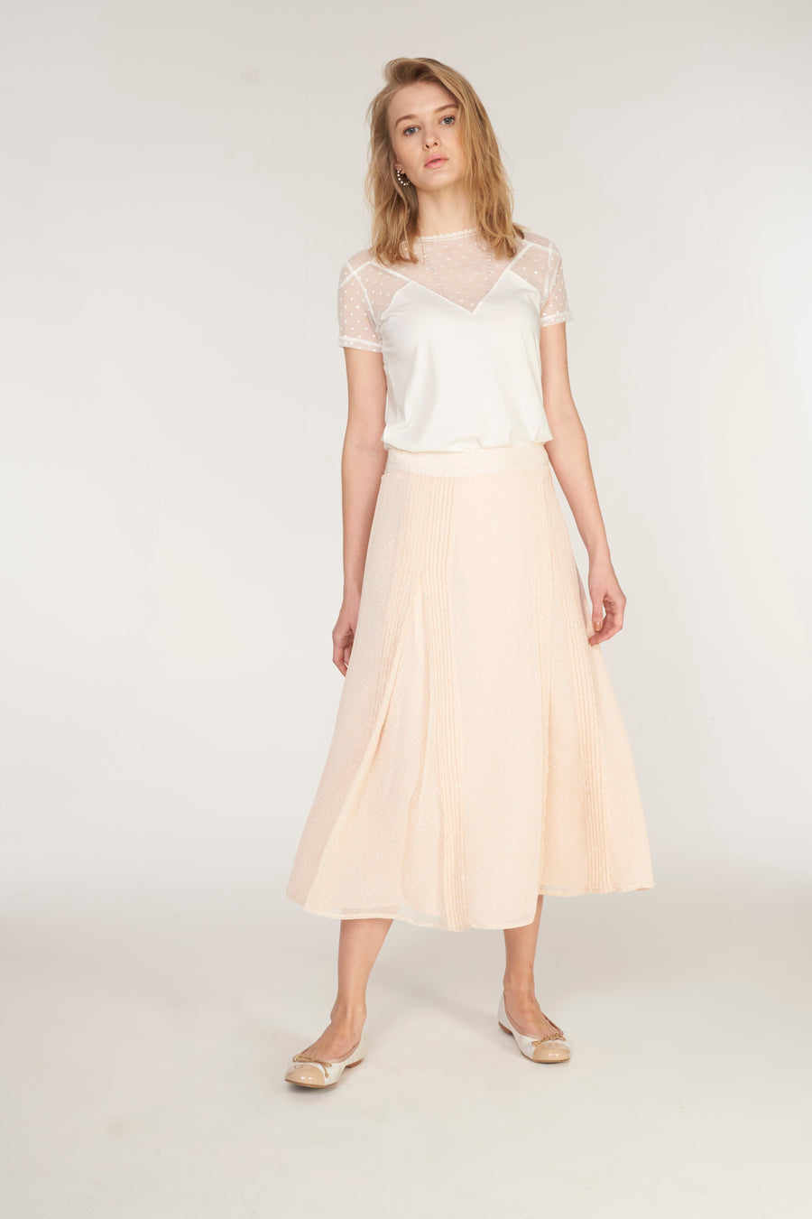 Anik Rose Chiffon Polkadot Skirt | Porterist