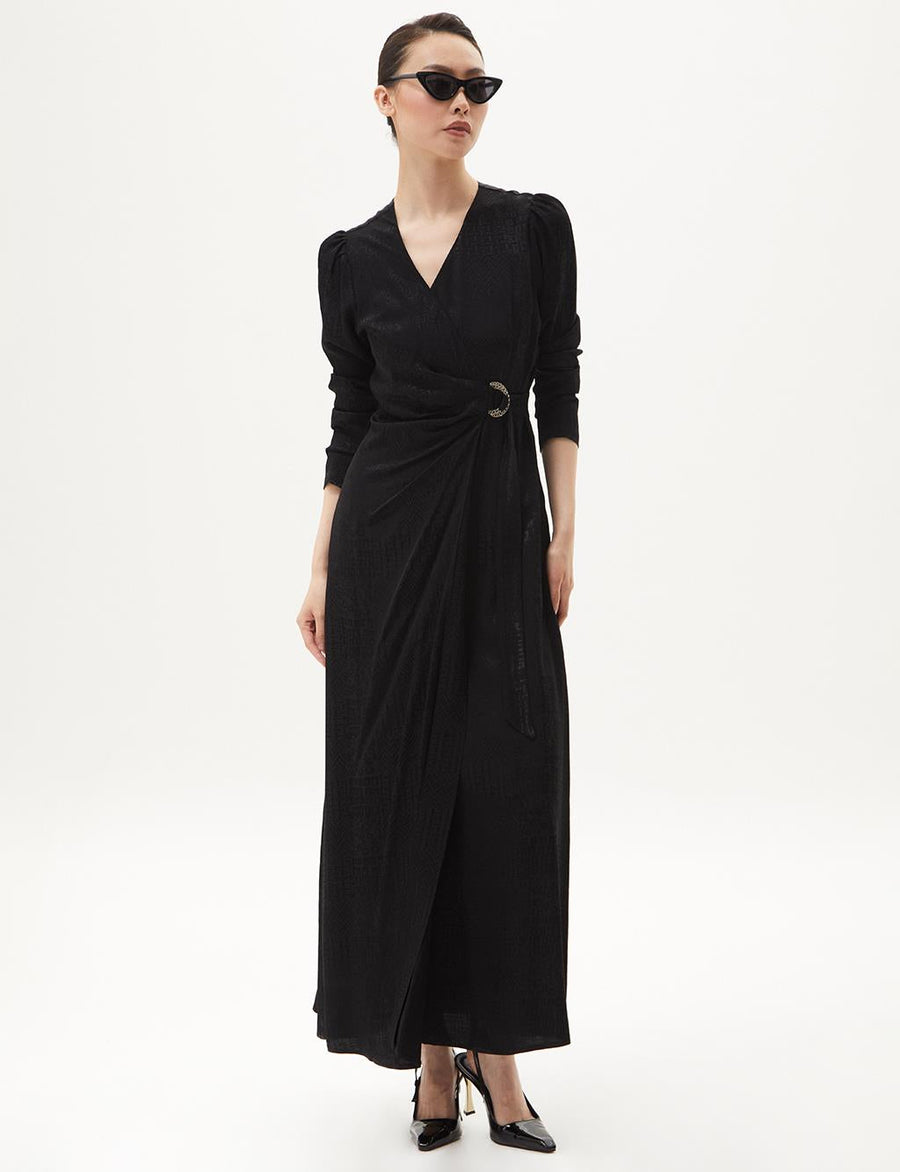 Metal Buckle Detailed Stylish Black Dress Fınal Item - Porterist 2