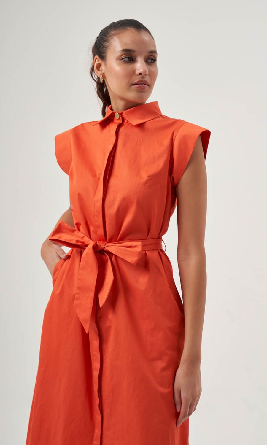 Mzl Belted Sleevless Midi Pomegranate Flower Dress Apparel Pomegranate Flower Pomzl 