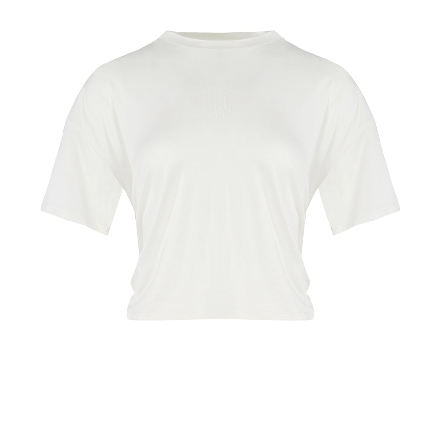 Free Heaven Crop Draped Tshirt - Blanc De Blanc