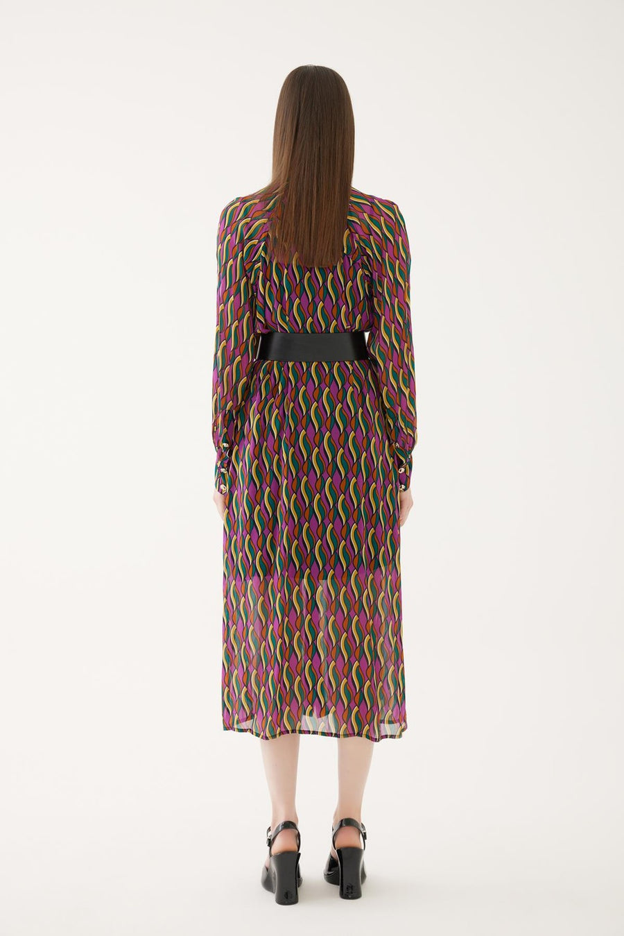 Multicolor Dress With Belt Detail | Porterist