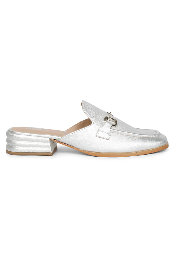 Savannah Metallic - Flat Mules - Silver