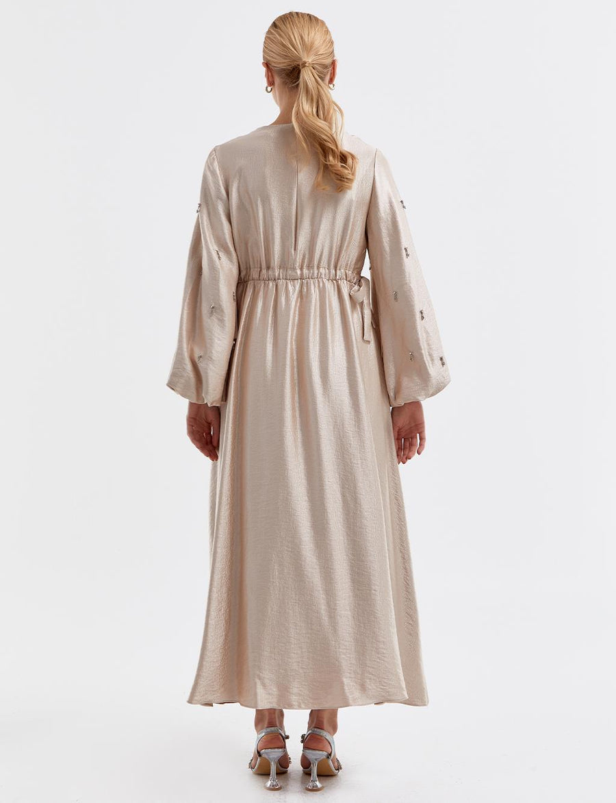 Embroidered Balloon Sleeve Dress Sand Beige Ka B Fınal Item - Porterist 3