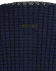 Navy Blue Cashmere Wool Giselle Round Neck Textured Cardigan