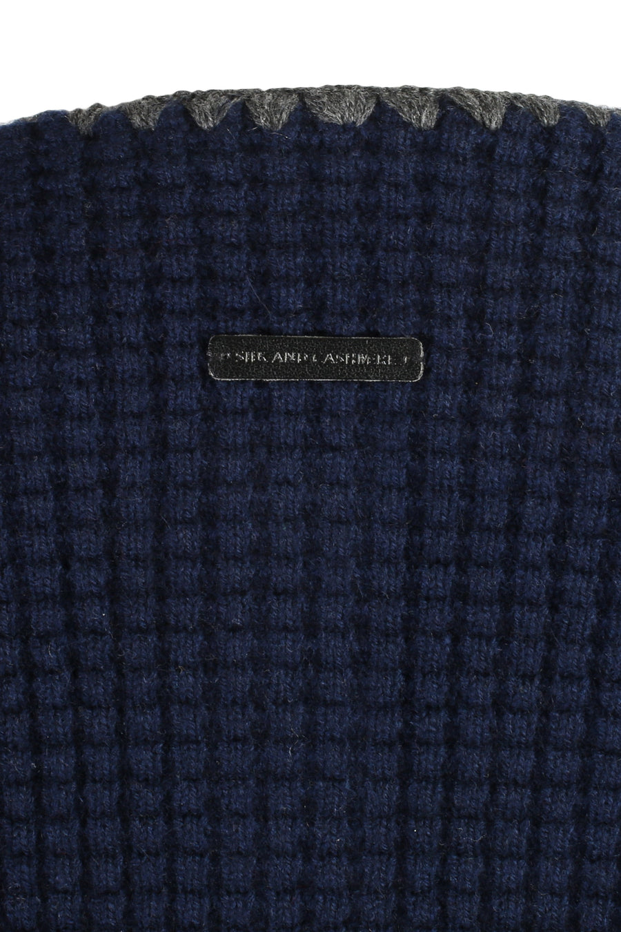 Navy Blue Cashmere Wool Giselle Round Neck Textured Cardigan