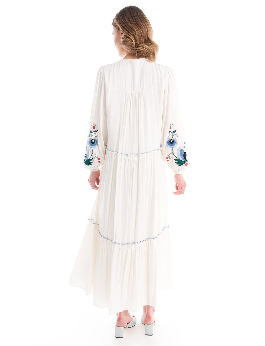 Embroidered Tassel Detailed Layered Dress Ecru Ky B Fınal Item - Porterist 3