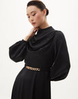 Belt Detailed Stylish Dress Black Fınal Item - Porterist 6