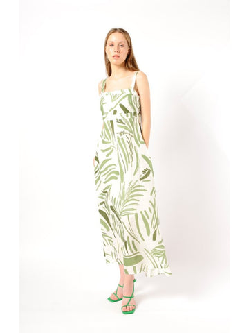 Linen Long Dress - Green | Porterist