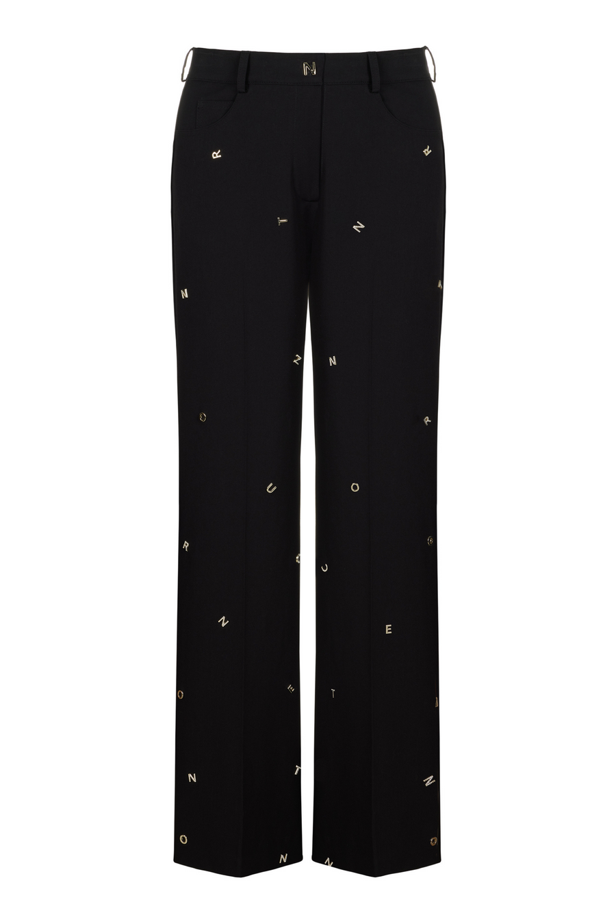 Metallic Letter Detailed Pants