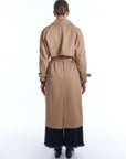 Double Breasted Collar Belt Detailed Trench Coat Beige