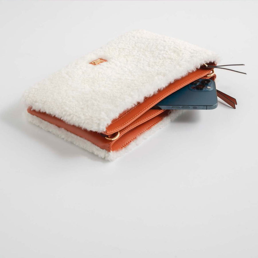 Nicole Bag - Orange Shearling | Porterist