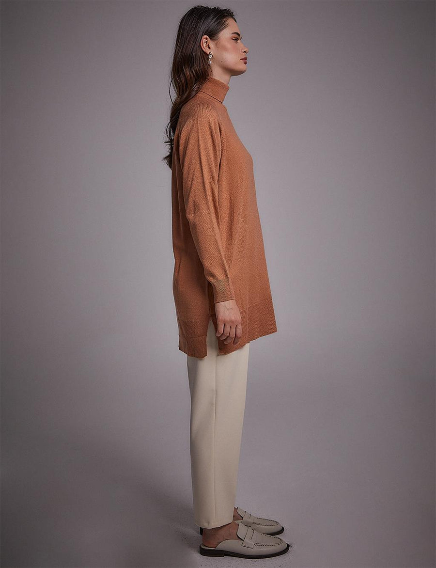 Turtleneck Knitwear Blouse Salmon