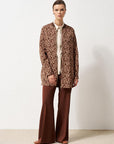 Abstract Pattern College Collar Jacket Mushroom