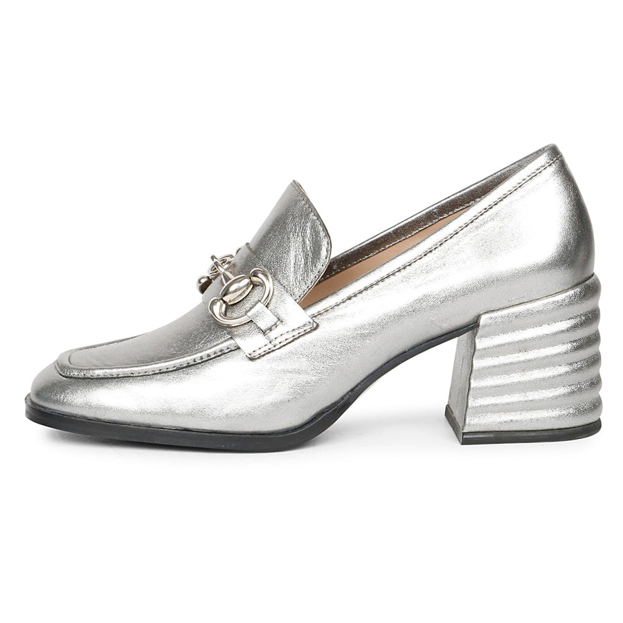 Saint G Vera Metallic Heeled Loafers Footwear Gunmetal 