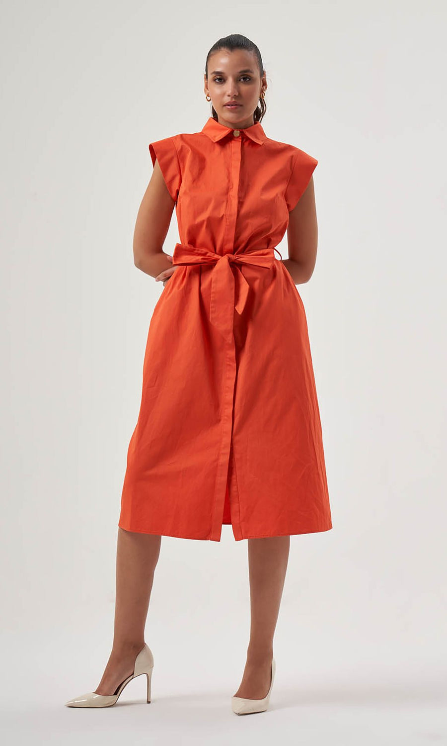 Mzl Belted Sleevless Midi Pomegranate Flower Dress Apparel Pomegranate Flower Pomzl 